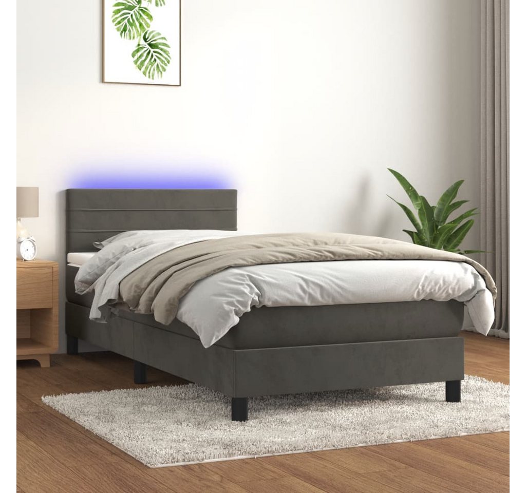 vidaXL Boxspringbett Boxspringbett mit Matratze LED Dunkelgrau 100x200 cm S günstig online kaufen