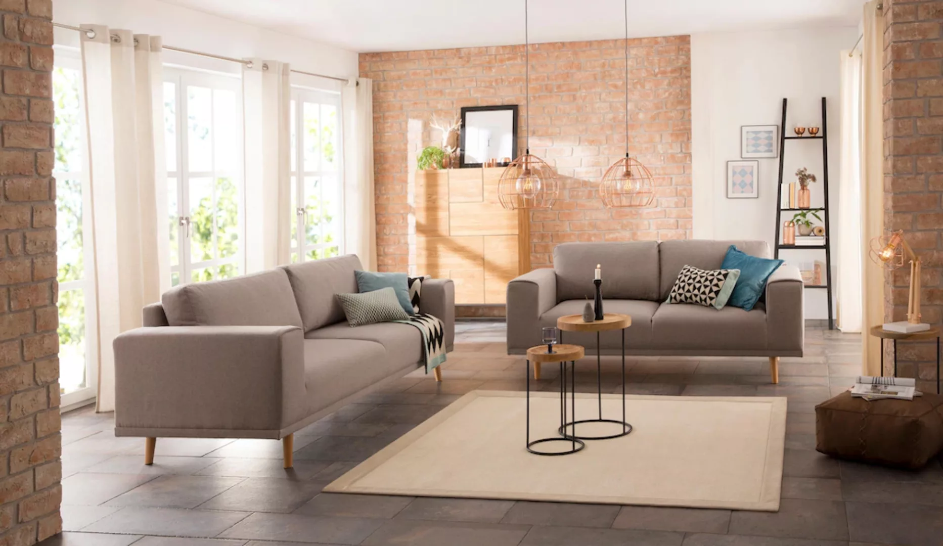 Home affaire 2-Sitzer »Lasse«, im scandinavischem Stil mit Holzfüßen günstig online kaufen