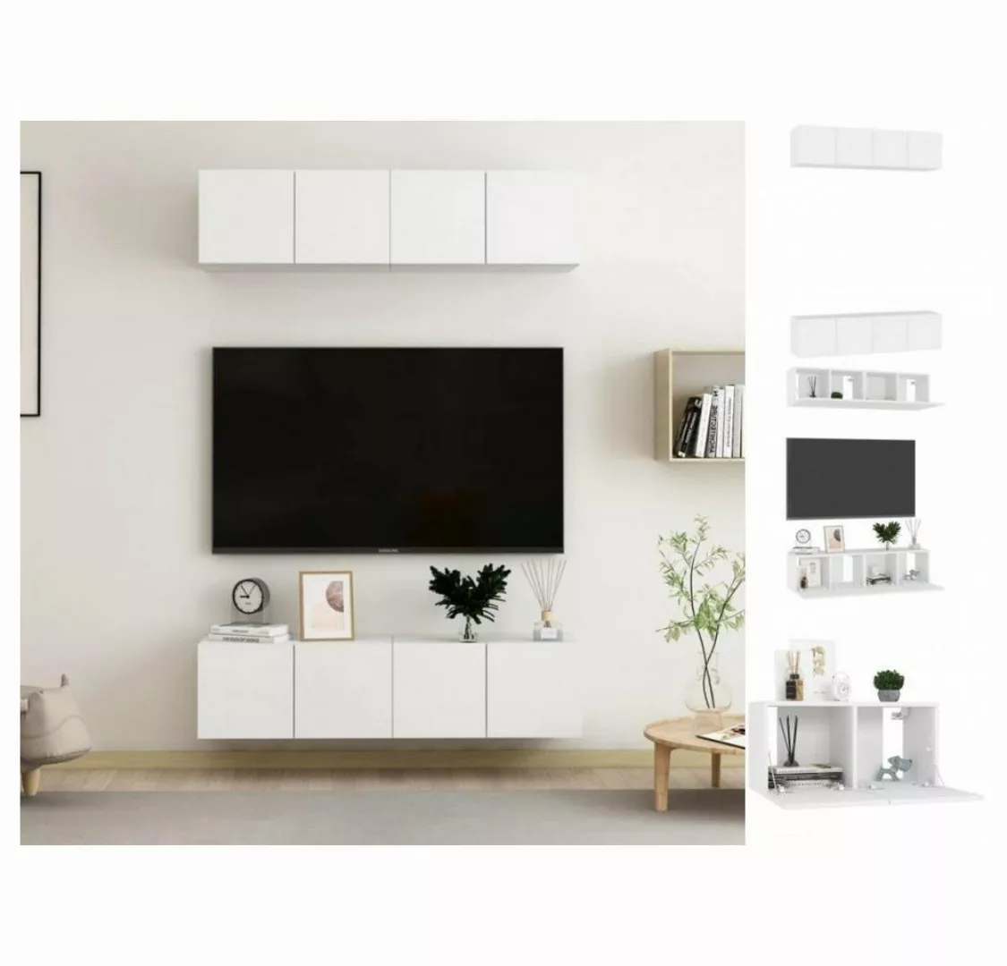 vidaXL TV-Schrank TV-Schränke 4 Stk Weiß 60x30x30 cm Spanplatte Lowboard Lo günstig online kaufen