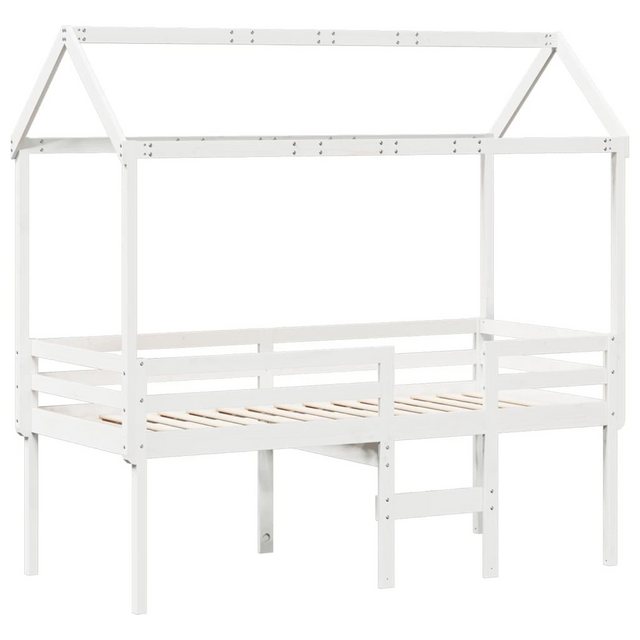 vidaXL Bett Hochbett mit Dach Weiß 80x200 cm Massivholz Kiefer günstig online kaufen