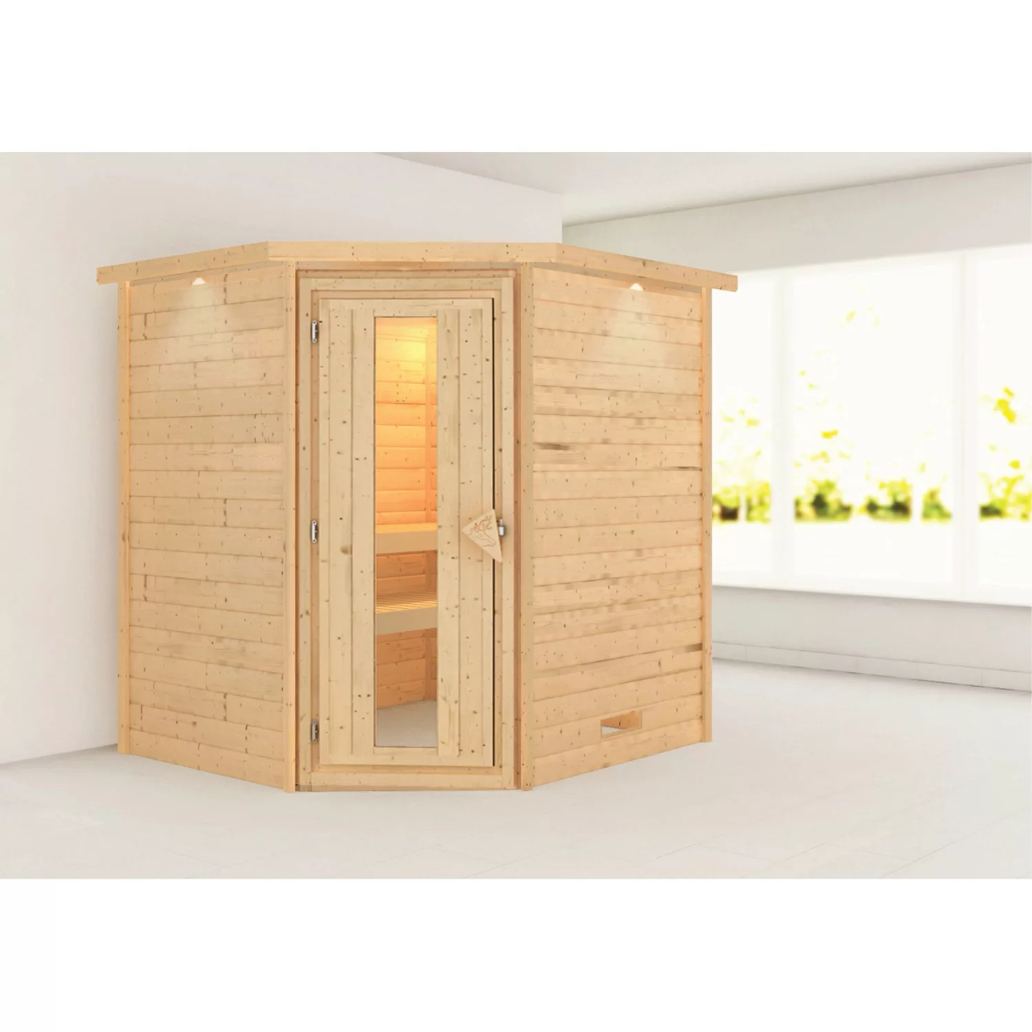 Karibu Sauna Mia LED-Dachkranz Natur günstig online kaufen