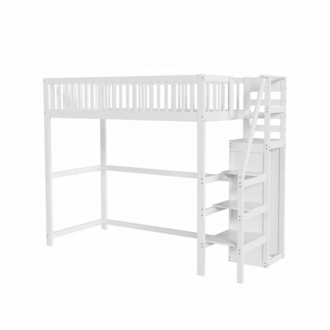 OKWISH Kinderbett Multifunktionales Hochbett mit Treppe,Stauraumbett Einzel günstig online kaufen