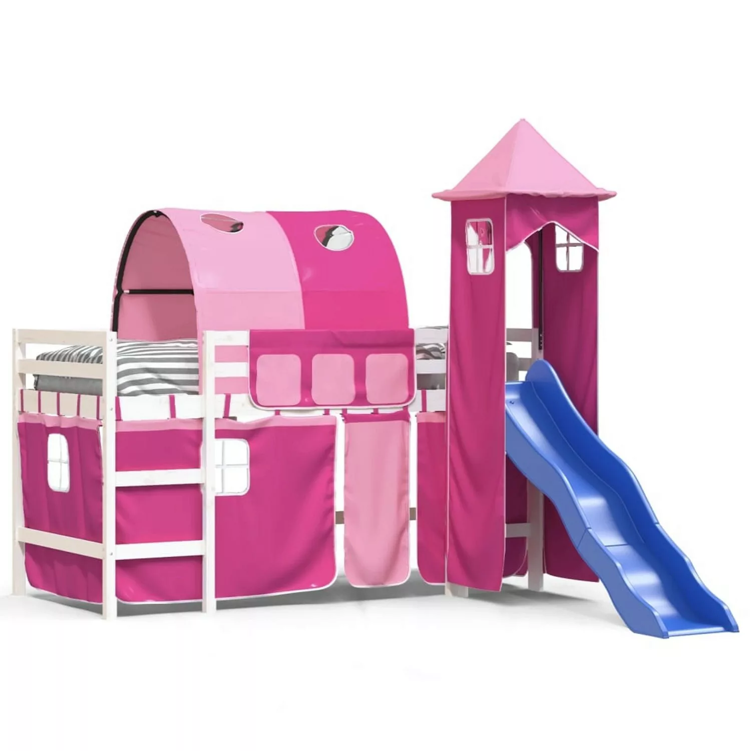 vidaXL Kinderhochbett mit Turm Rosa 90x190 cm Massivholz Kiefer1930278 günstig online kaufen