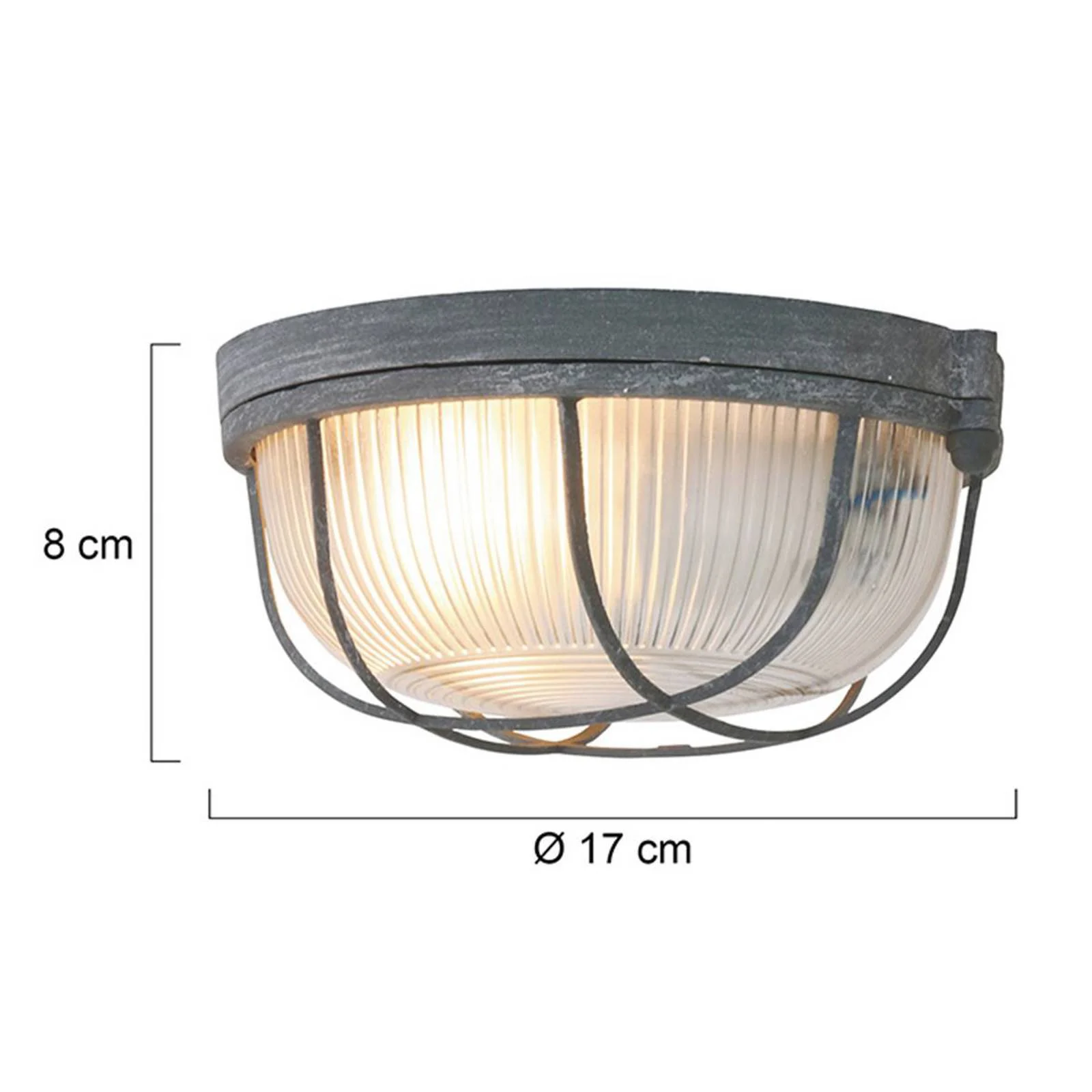 Deckenleuchte Lisanne, grau, Ø 17 cm, Metall, Glas, E27 günstig online kaufen