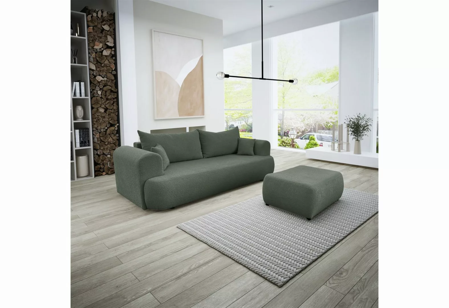 Fun Möbel 3-Sitzer Schlafsofa ANIKE 3-Sitzer inkl. Hocker in Stoff Now or N günstig online kaufen