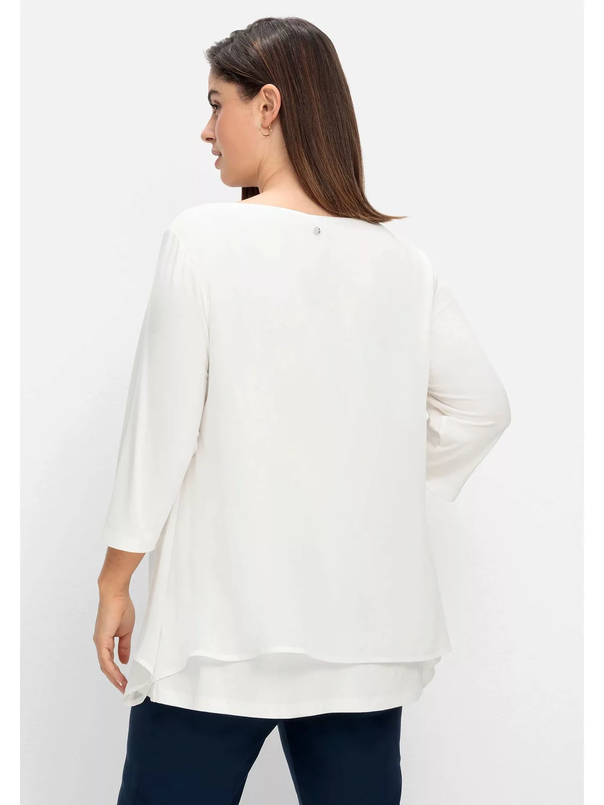 Sheego 3/4-Arm-Shirt "Große Größen", mit Chiffon-Oberteil günstig online kaufen