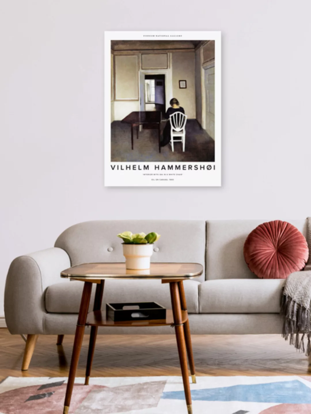 Poster / Leinwandbild - Vilhelm Hammershøi: Interieur Mit Ida Auf Einem Wei günstig online kaufen