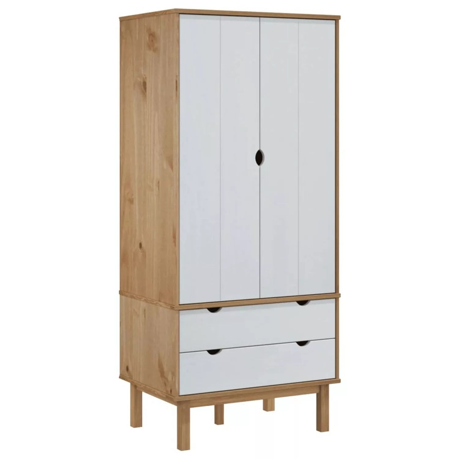 vidaXL Kleiderschrank OTTA Braun&Weiß 76,5x53x172 cm Massivholz Kiefer günstig online kaufen