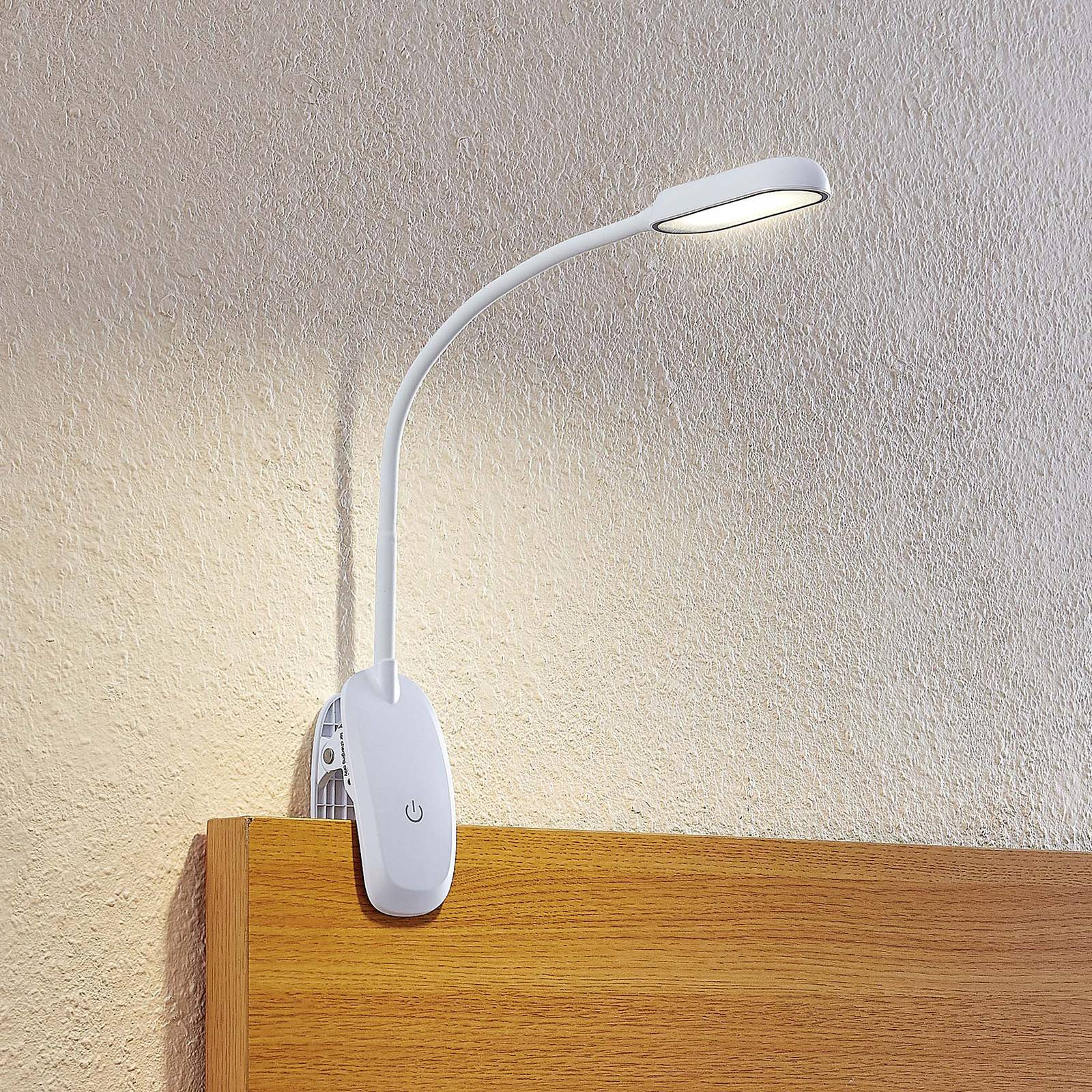 Prios LED-Klemmleuchte Najari, weiß, Akku, USB, 51 cm hoch günstig online kaufen