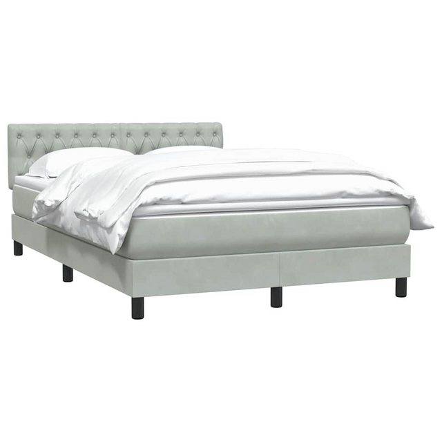 vidaXL Bett Boxspringbett mit Matratze Hellgrau 140x210 cm Samt günstig online kaufen