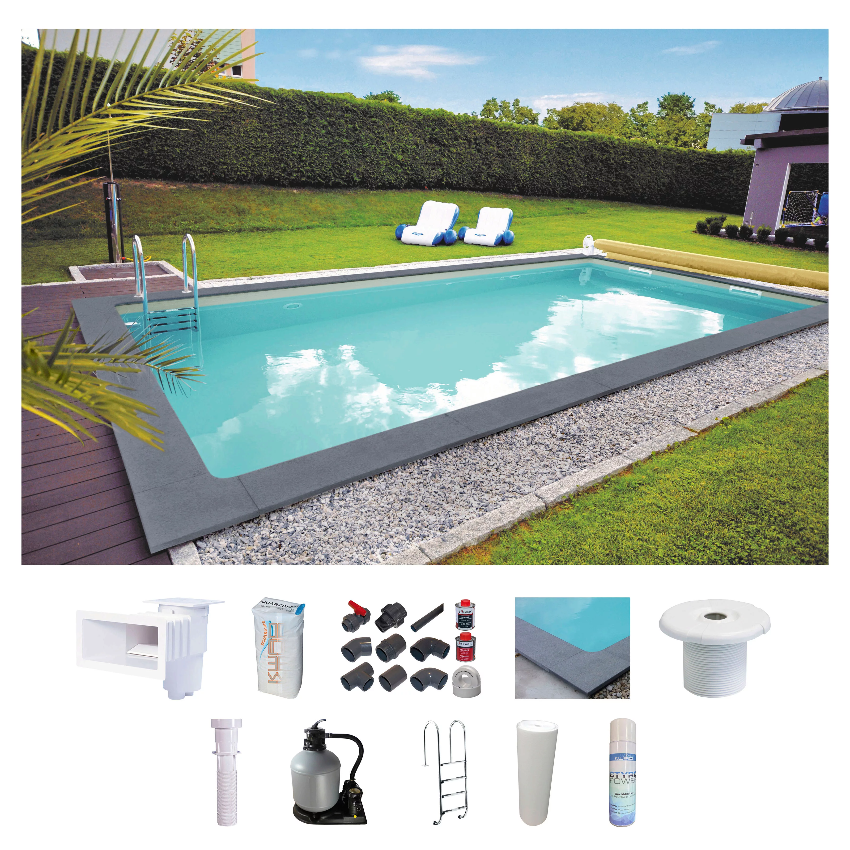 KWAD Rechteckpool "Randstein", (Set), RE-Becken BMD 600x300, 800x400 oder 7 günstig online kaufen