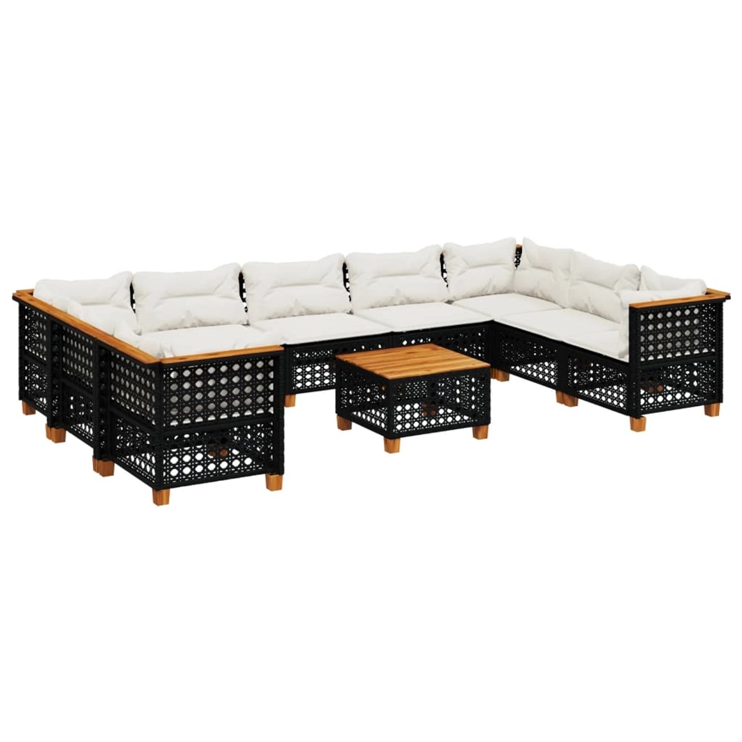 vidaXL 10-Tlg Garten-Sofagarnitur mit Kissen Schwarz Poly Rattan 3261986 günstig online kaufen