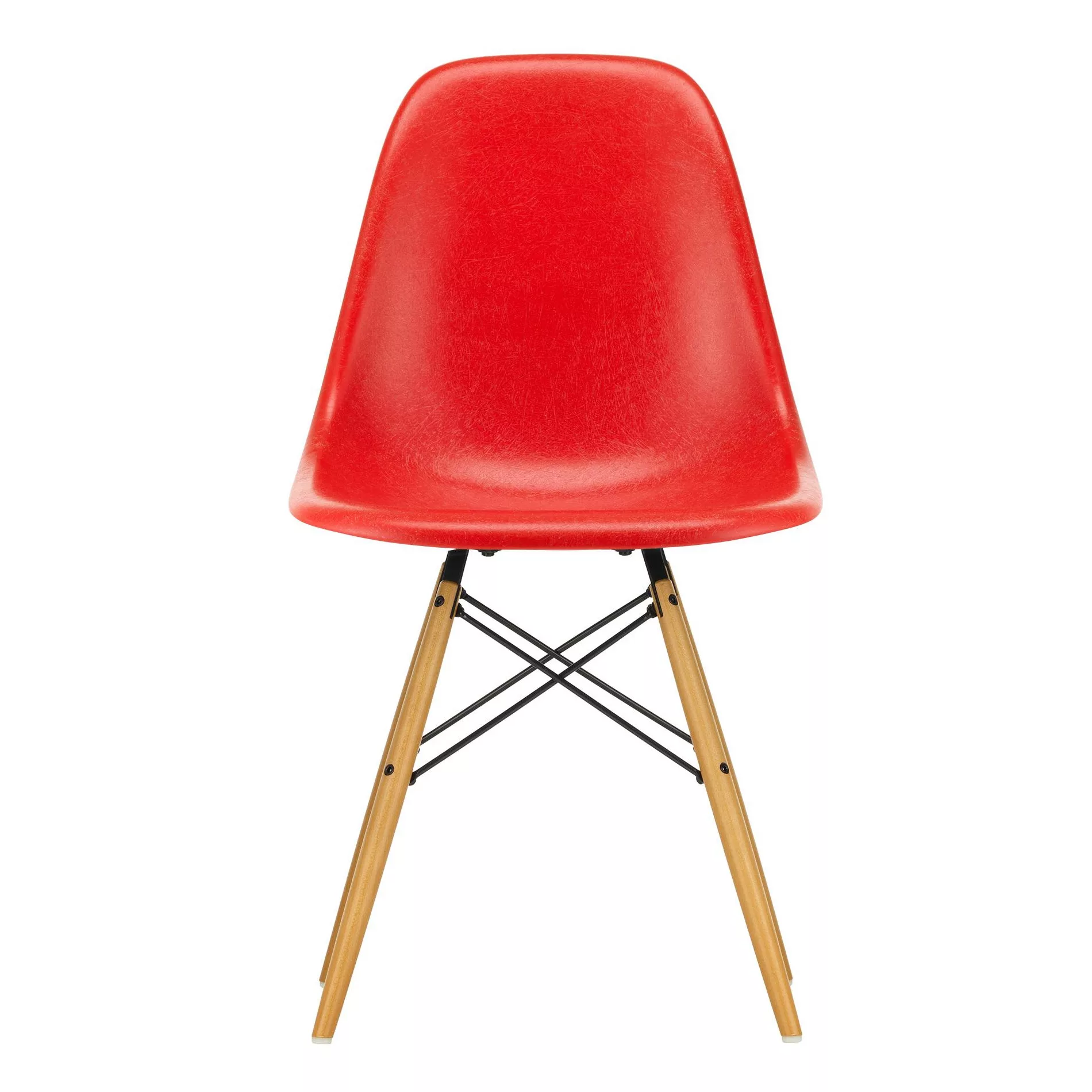 Vitra - Eames Fiberglass Side Chair DSW Ahorn gelblich - klassisches rot/Si günstig online kaufen