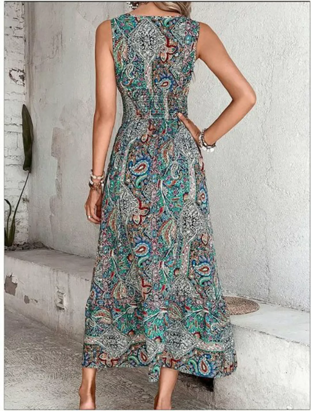 AFAZ New Trading UG Maxikleid Stilvolles, ärmelloses Boho-Kleid mit hoher T günstig online kaufen
