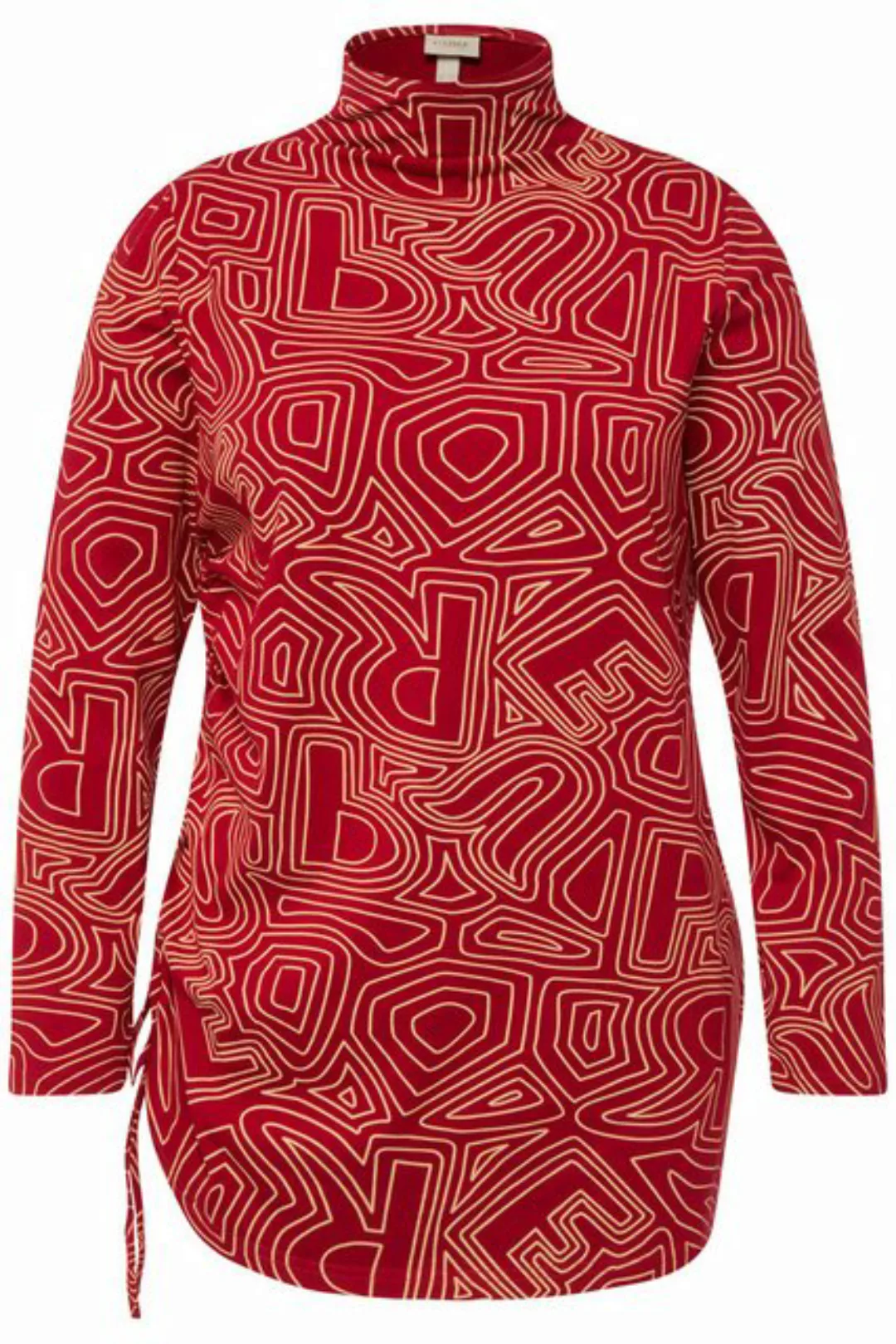 Ulla Popken Longsleeve Shirt Saumband Stehkragen Langarm Biobaumwolle günstig online kaufen