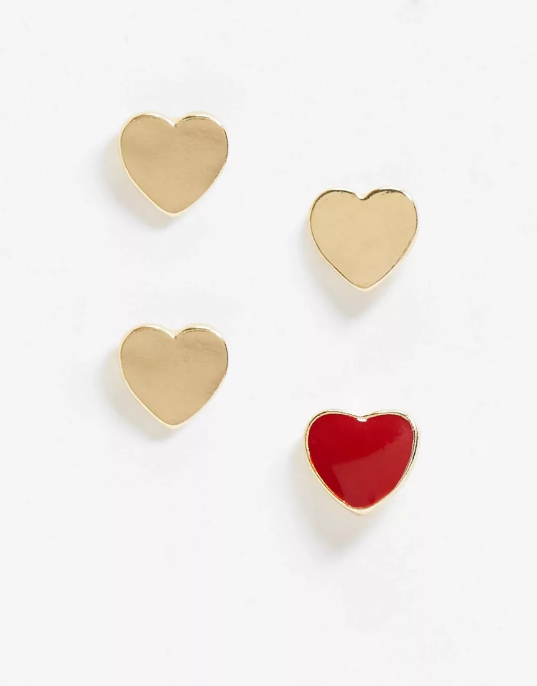 Pieces – Valentine's – Herz-Ohrstecker im 2er-Pack in Rot-Mehrfarbig günstig online kaufen