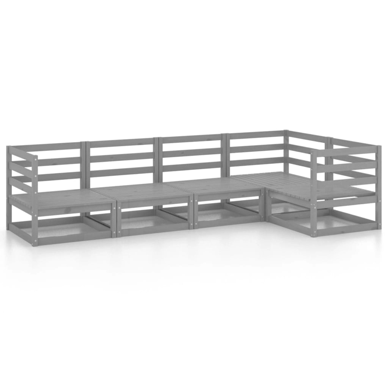 vidaXL 5-Tlg Garten-Lounge-Set Grau Massivholz Kiefer 3075556 günstig online kaufen