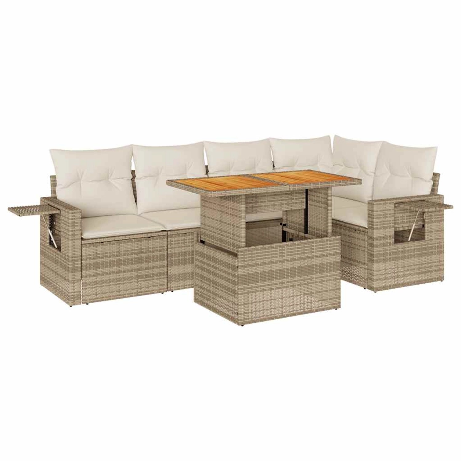 vidaXL 6-Tlg Garten-Sofagarnitur mit Kissen Beige Poly Rattan 3327152 günstig online kaufen