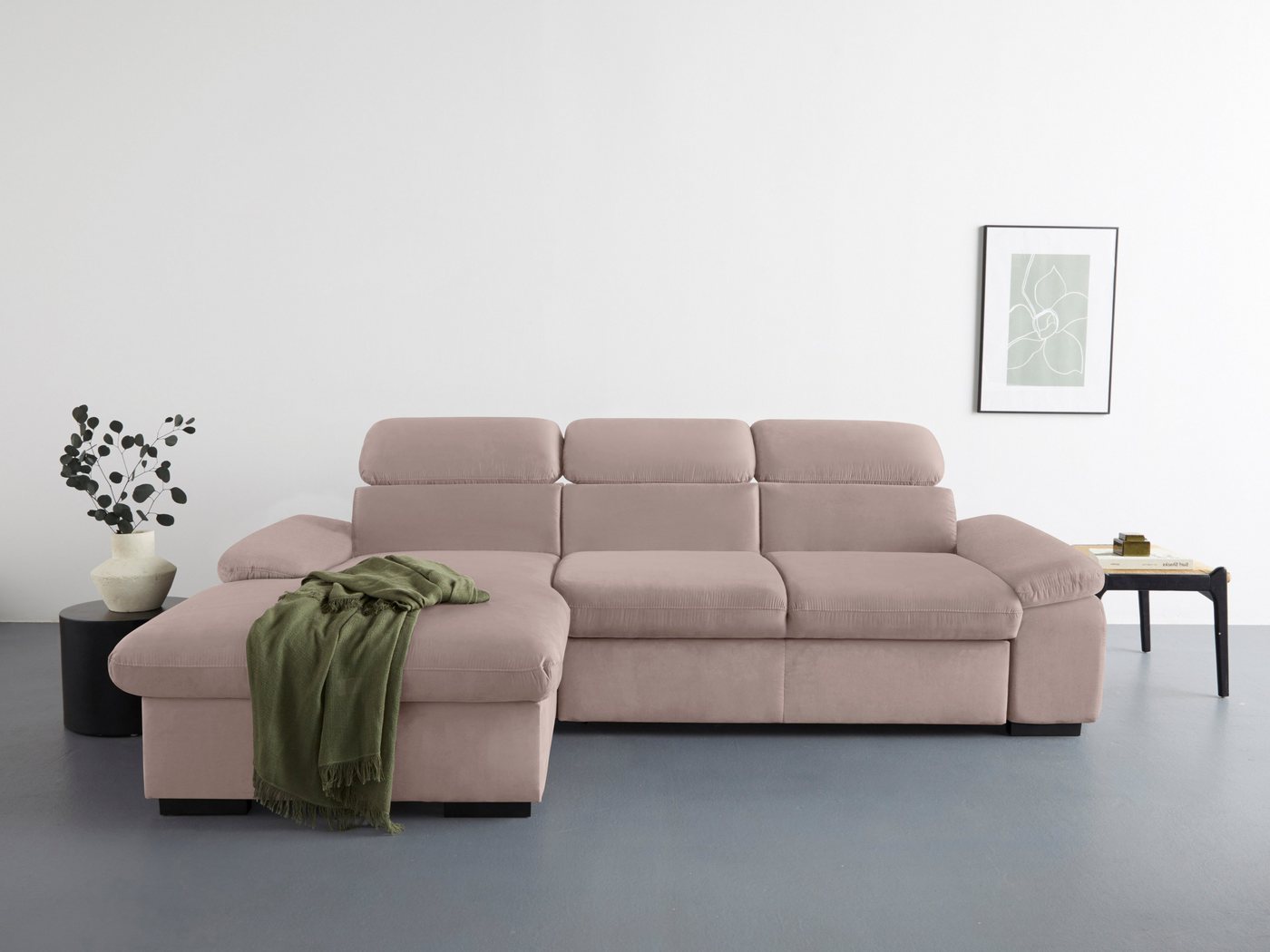 COTTA Ecksofa "Lola L-Form", (Set, mit Hocker), mit Hocker & Kopfteilfunkti günstig online kaufen