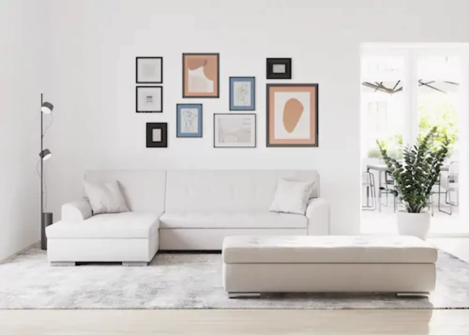 DOMO collection Ecksofa Treviso, wahlweise mit Bettfunktion, incl. Zierkiss günstig online kaufen
