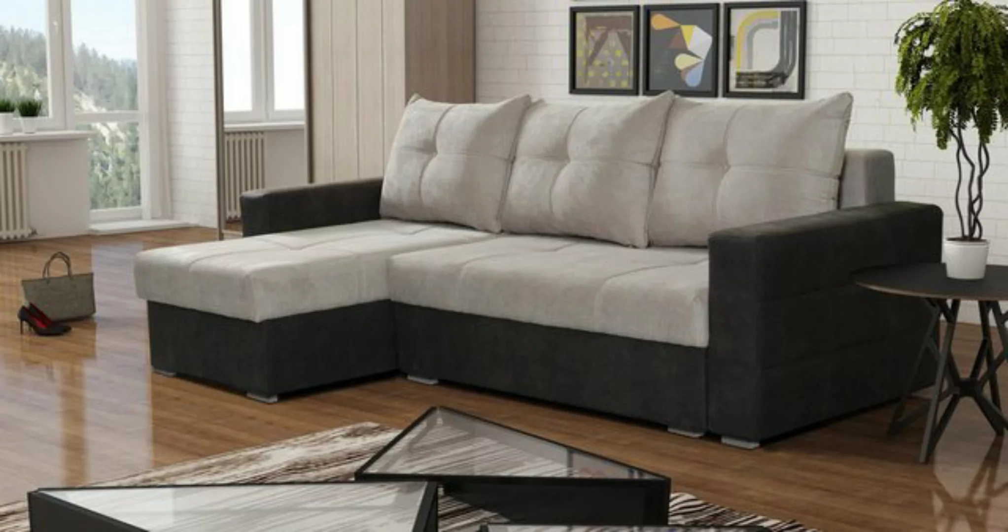 Xlmoebel Ecksofa Luxus Couch L-Form Edel Modern Sofa Textil Beige, 2 Teile, günstig online kaufen