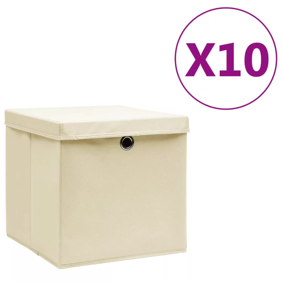 Aufbewahrungsboxen Mit Deckeln 10 Stk. 28x28x28 Cm Creme günstig online kaufen