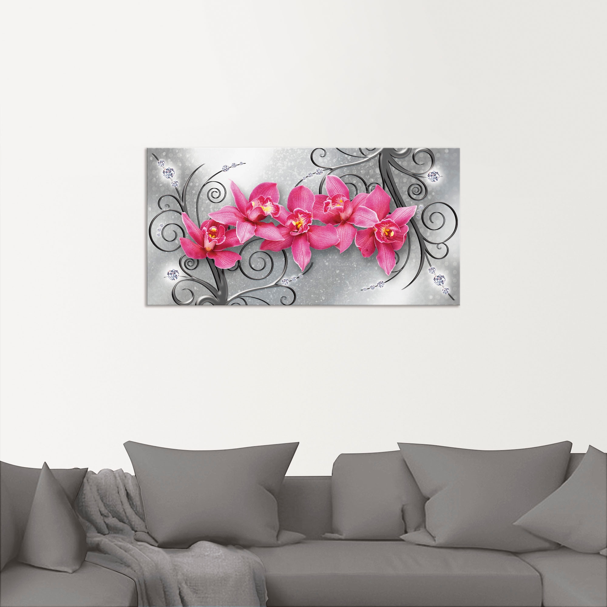 Artland Wandbild »rosa Orchideen auf Ornamenten«, Blumenbilder, (1 St.), al günstig online kaufen