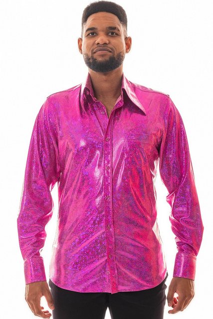 Comycom Langarmhemd Herren 70er pink glitzernd günstig online kaufen