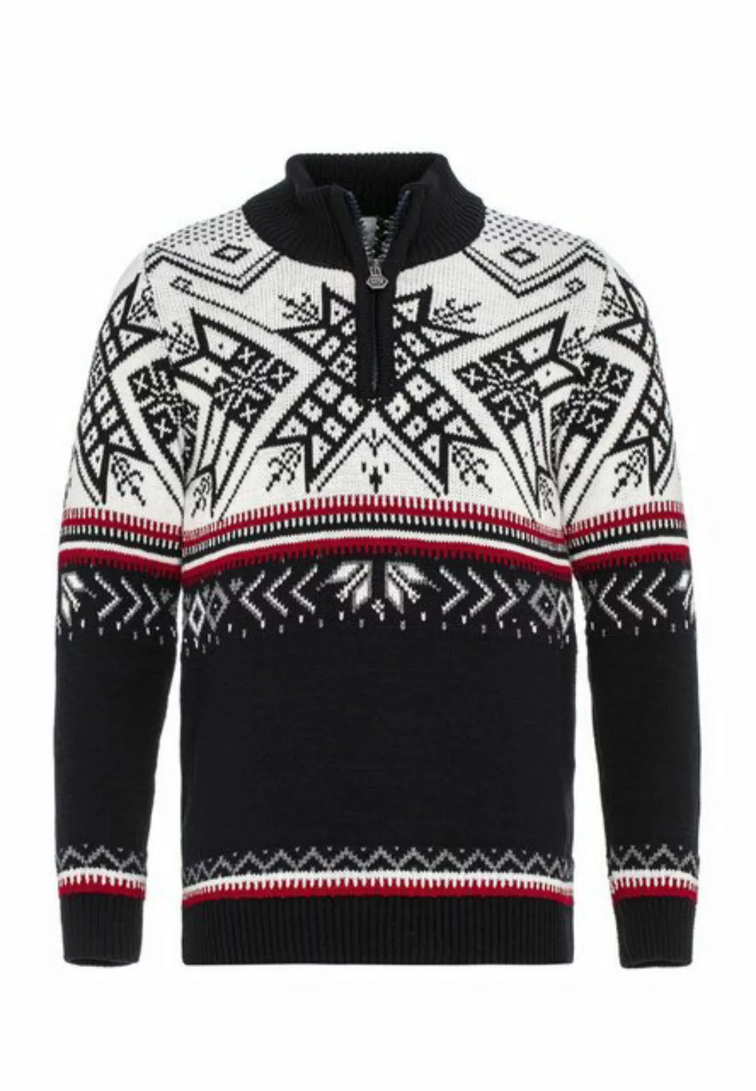 RedBridge Strickpullover Norweger Strickpullover Slim-Fit Stehkragen Navybl günstig online kaufen