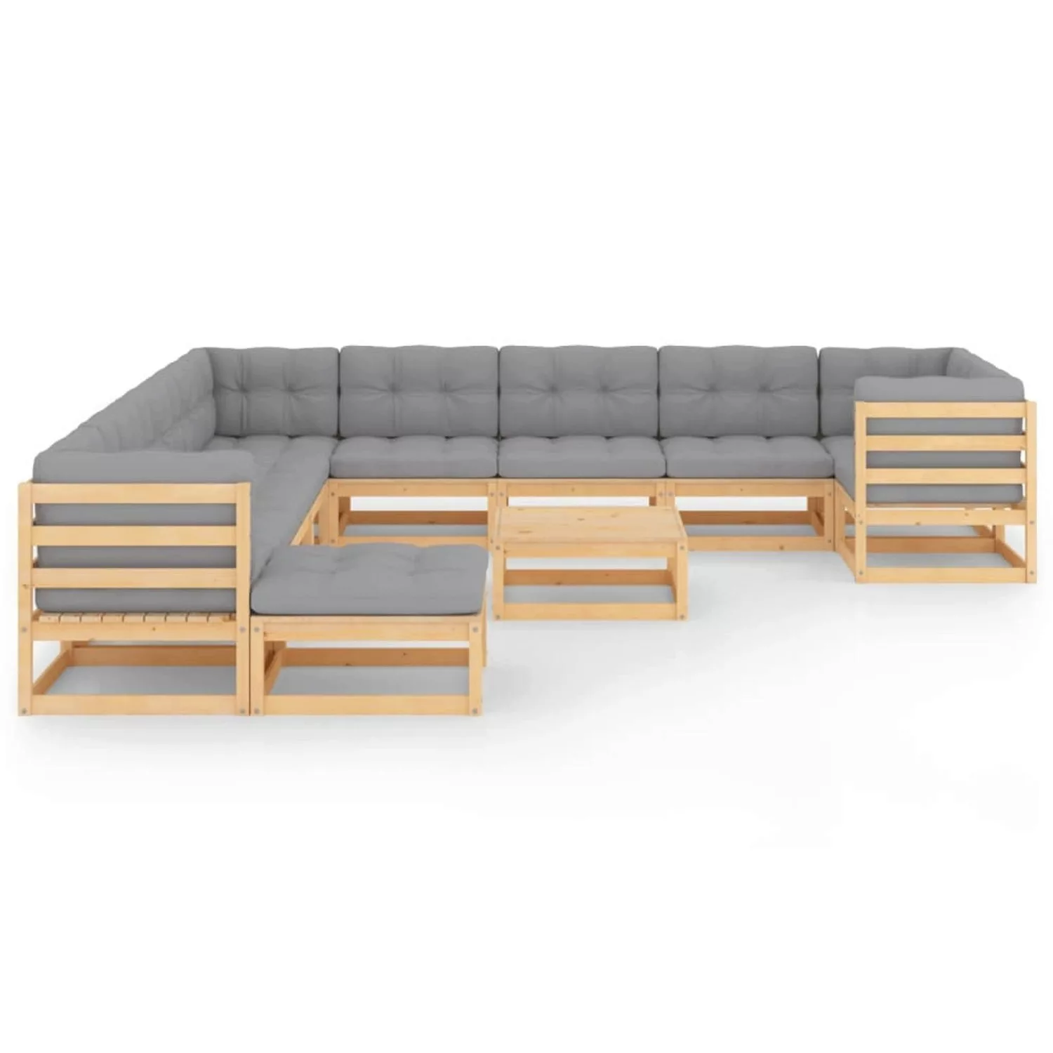 12-tlg. Garten-lounge-set Mit Kissen Massivholz Kiefer günstig online kaufen