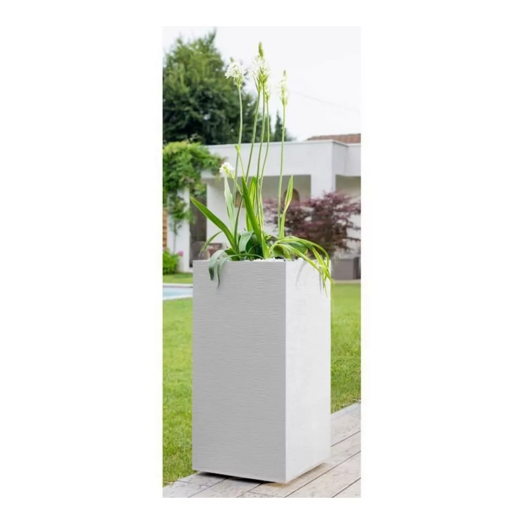 Blumentopf Eda Graphit Kunststoff Weiß Karriert (39,5 X 39,5 X 80 Cm) günstig online kaufen