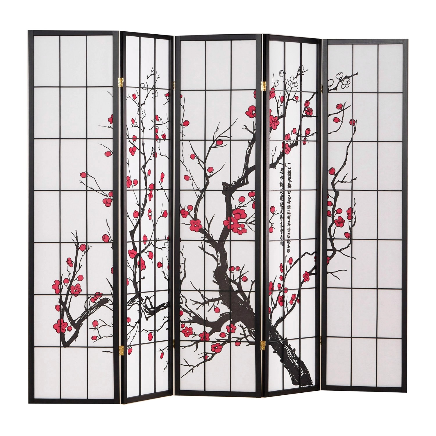 Homestyle4u 5-tlg. Paravent in Schwarz 220x179 cm 151 günstig online kaufen