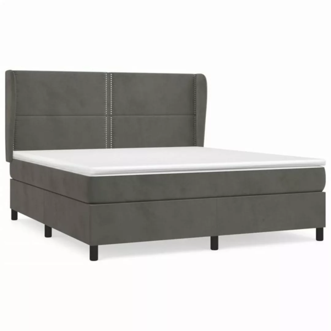 vidaXL Bettgestell Boxspringbett mit Matratze Dunkelgrau 160x200 cm Samt Be günstig online kaufen