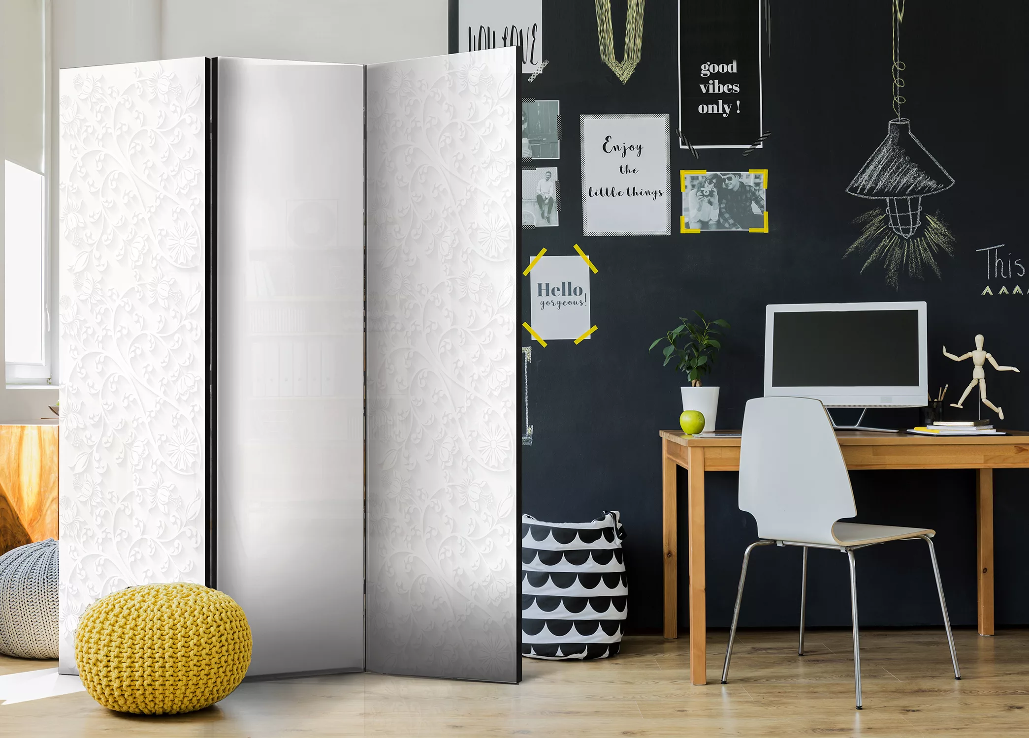 3-teiliges Paravent - Room Divider – Floral Pattern I günstig online kaufen