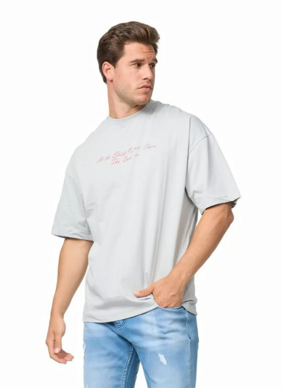 Denim House T-Shirt Oversizd Fit T-Shirt mit besonderem Druck Loose Fit Gra günstig online kaufen