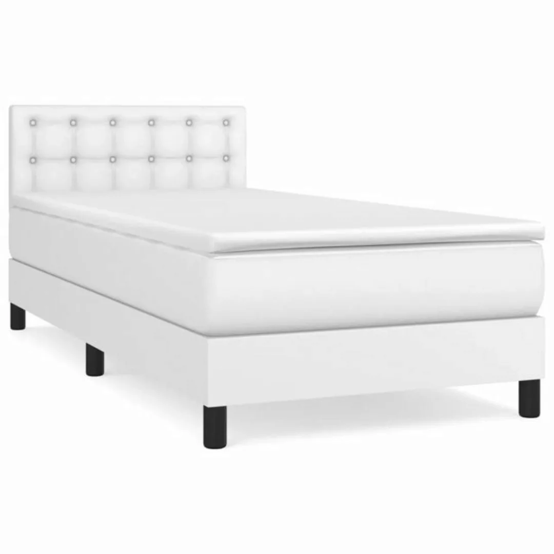 vidaXL Boxspringbett mit Matratze Weiß 100x200 cm Kunstleder1389810 günstig online kaufen