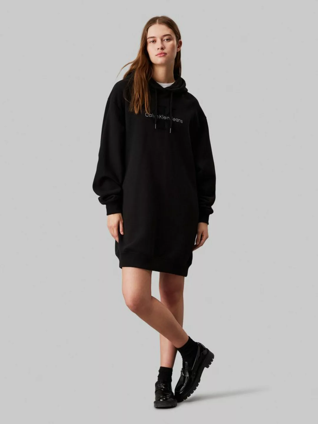 Calvin Klein Jeans Sweatkleid CHENILLE MONOLOGO HOODIE DRESS mit Logosticke günstig online kaufen