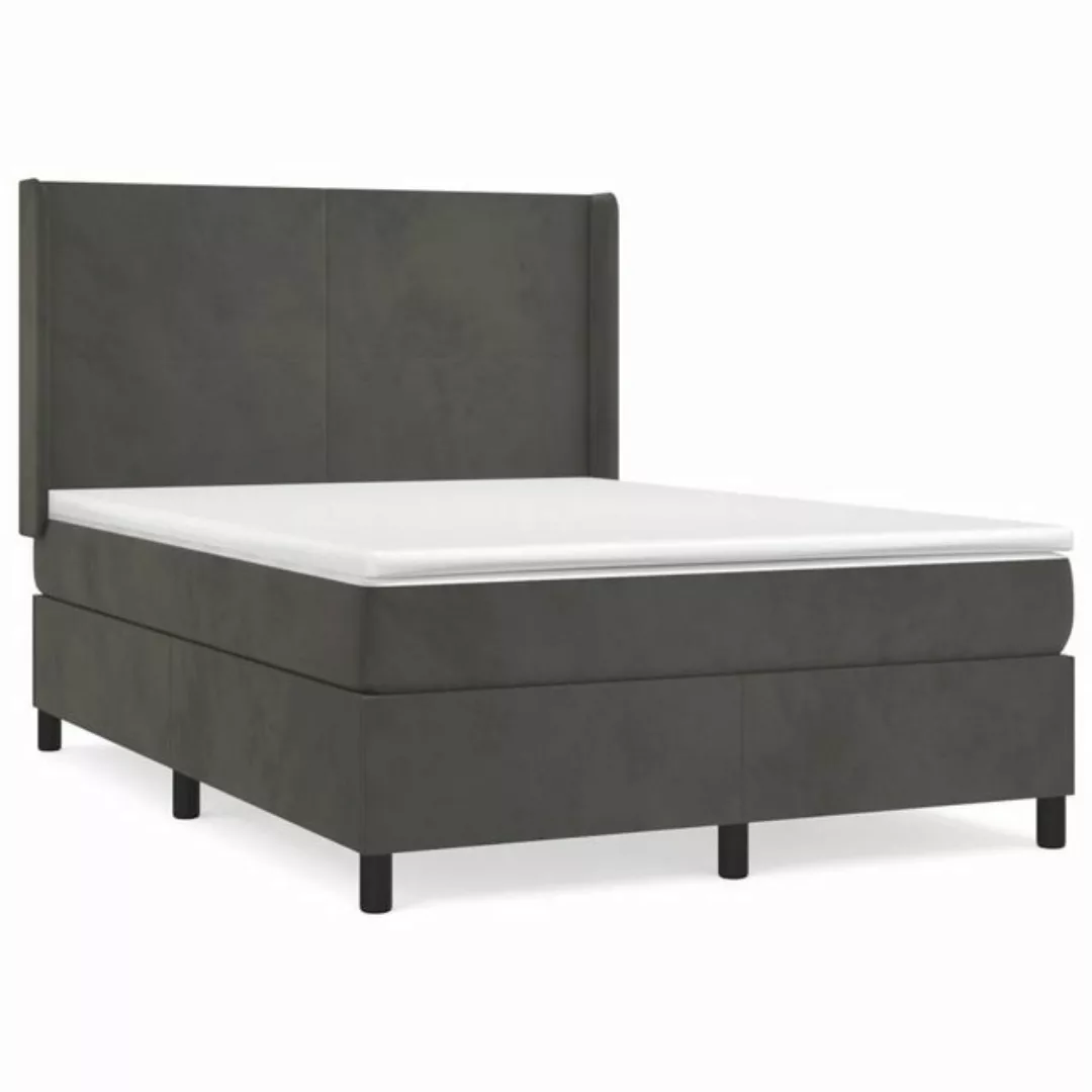 vidaXL Bettgestell Boxspringbett mit Matratze Dunkelgrau 140x190 cm Samt Be günstig online kaufen