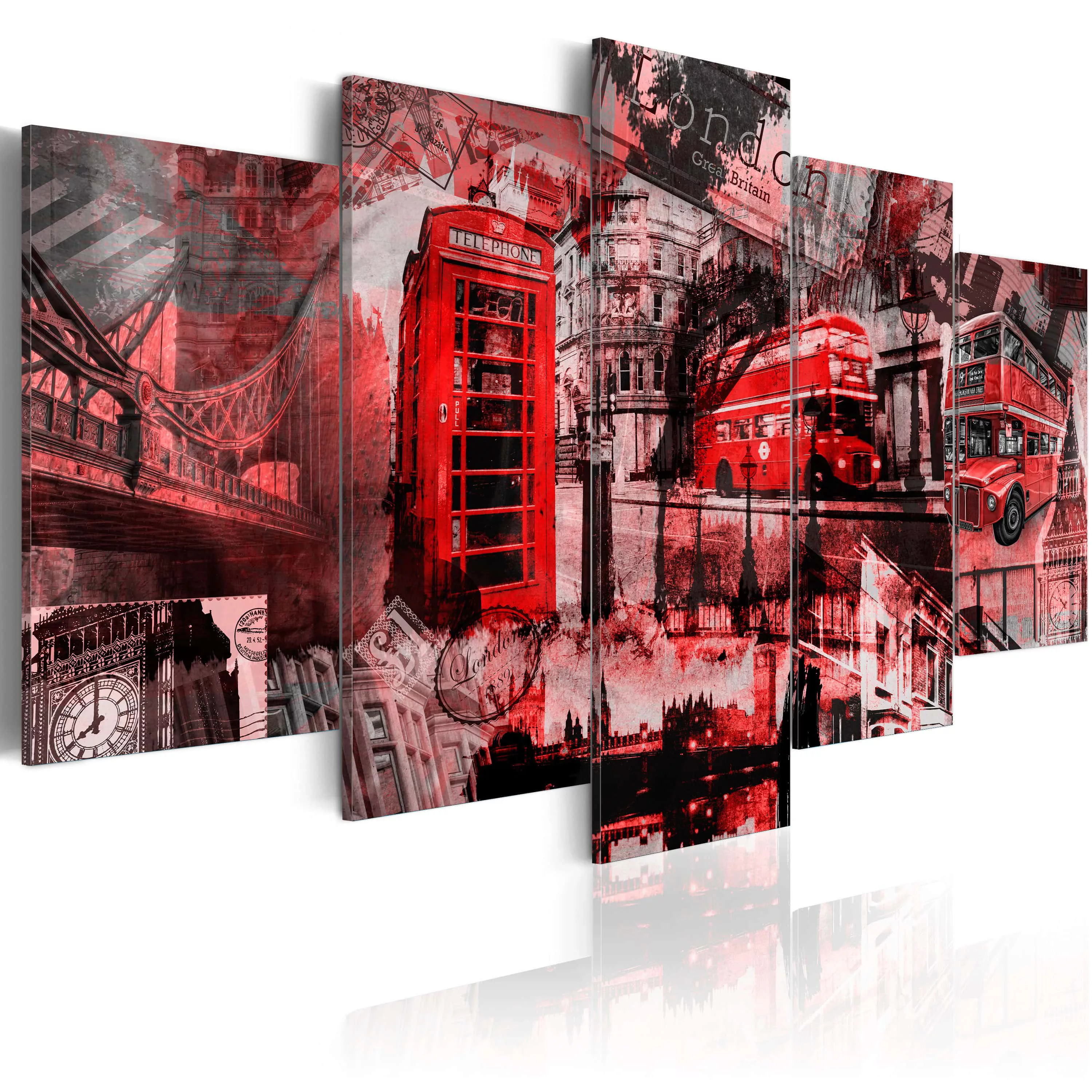 Wandbild - Londoner Collage - 5 Teile günstig online kaufen