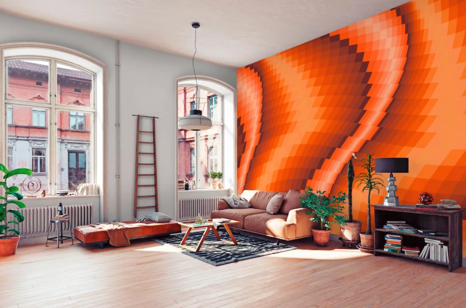 Fototapete  3D Abstrakt Modern Orange Rot  6,00m x 2,50m FSC® günstig online kaufen