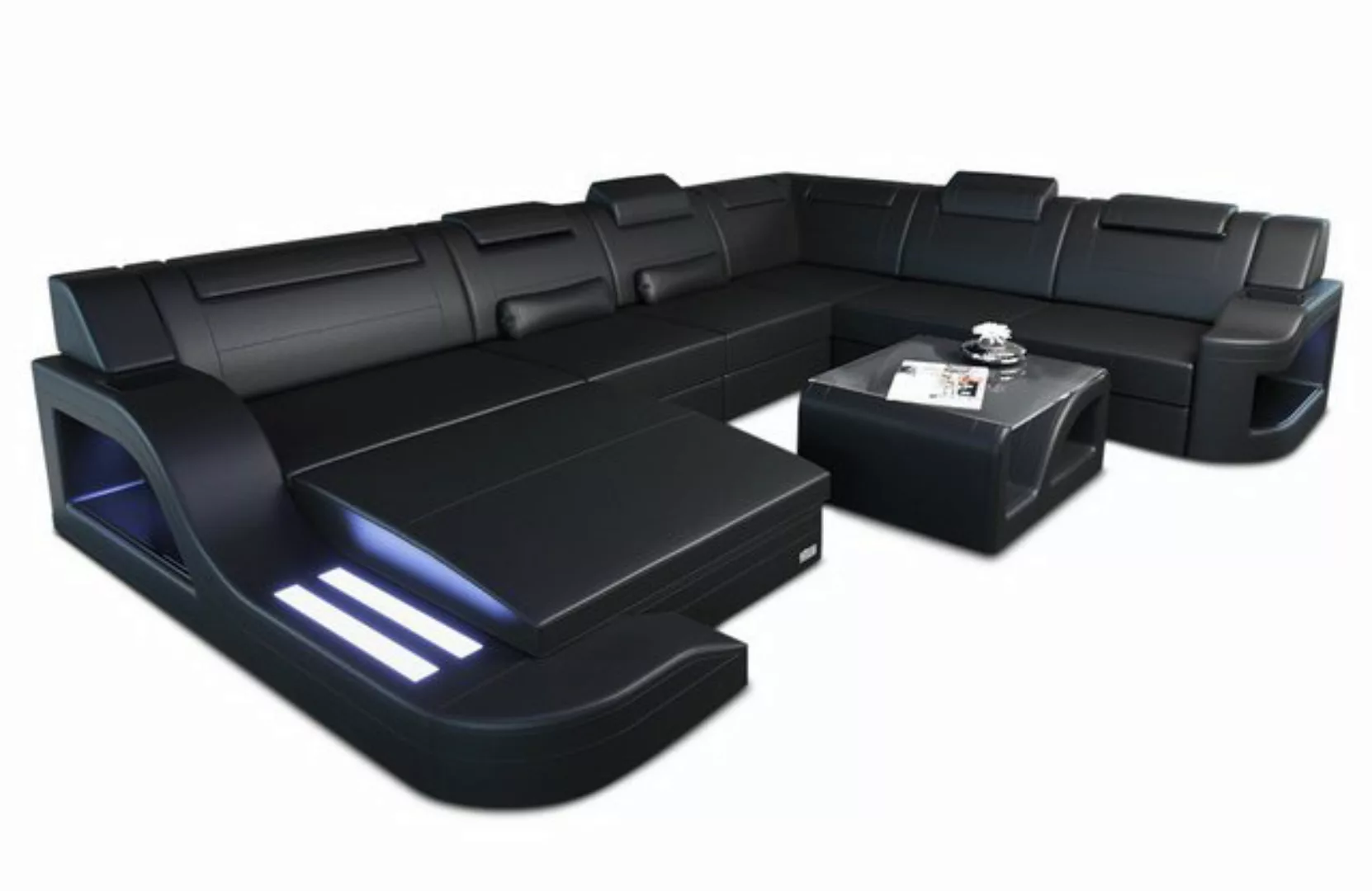 Sofa Dreams Wohnlandschaft XXL Ledersofa Palermo U Form Mini, Designersofa, günstig online kaufen