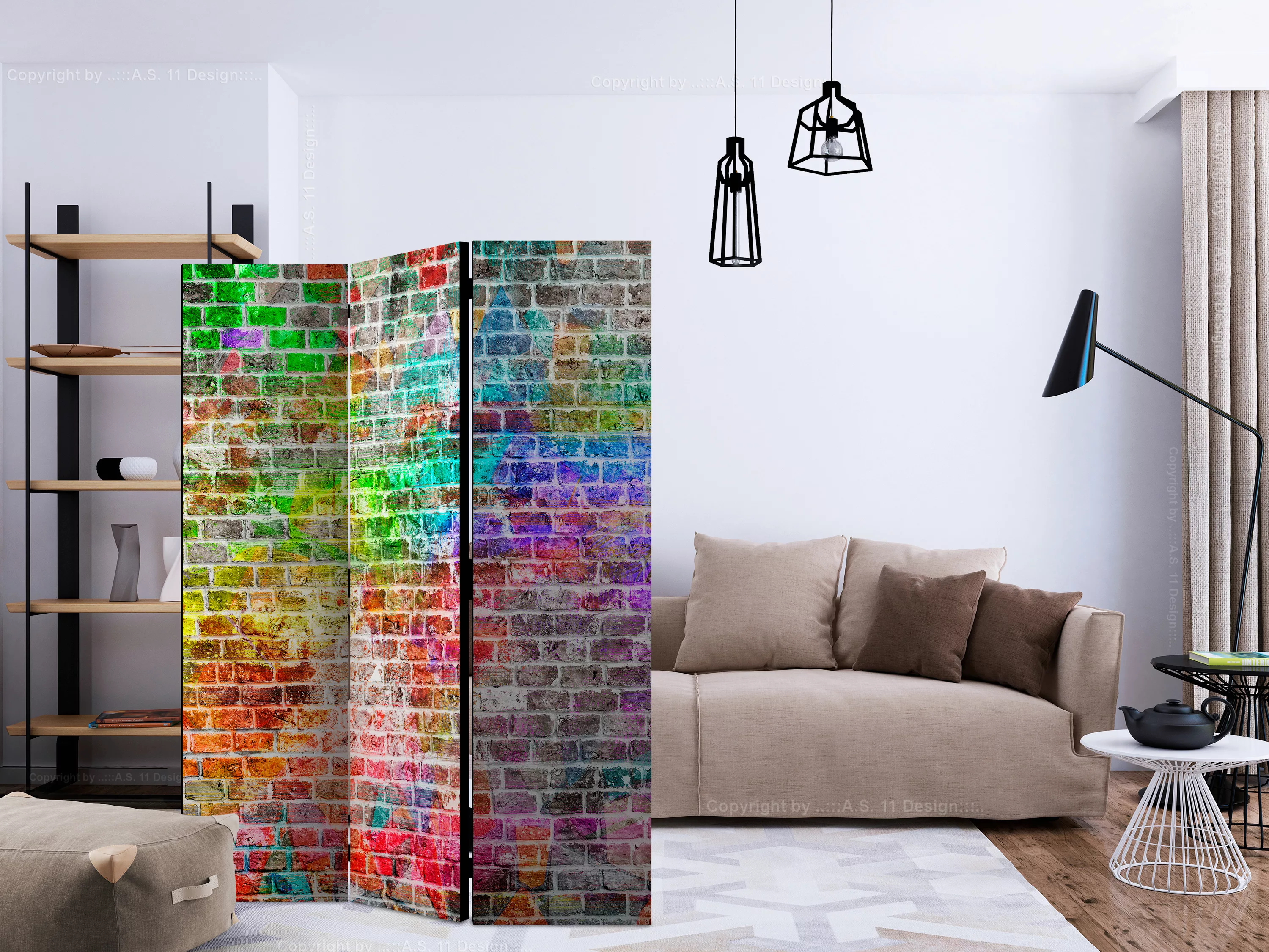 3-teiliges Paravent - Rainbow Wall [room Dividers] günstig online kaufen