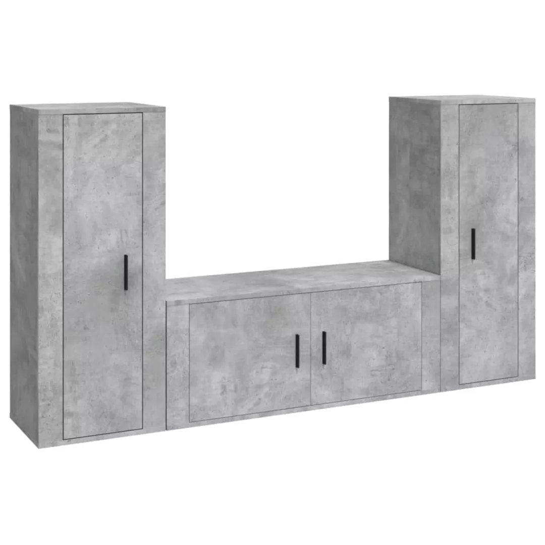 vidaXL TV-Schrank 3-tlg. TV-Schrank-Set Betongrau Holzwerkstoff (3-St) günstig online kaufen