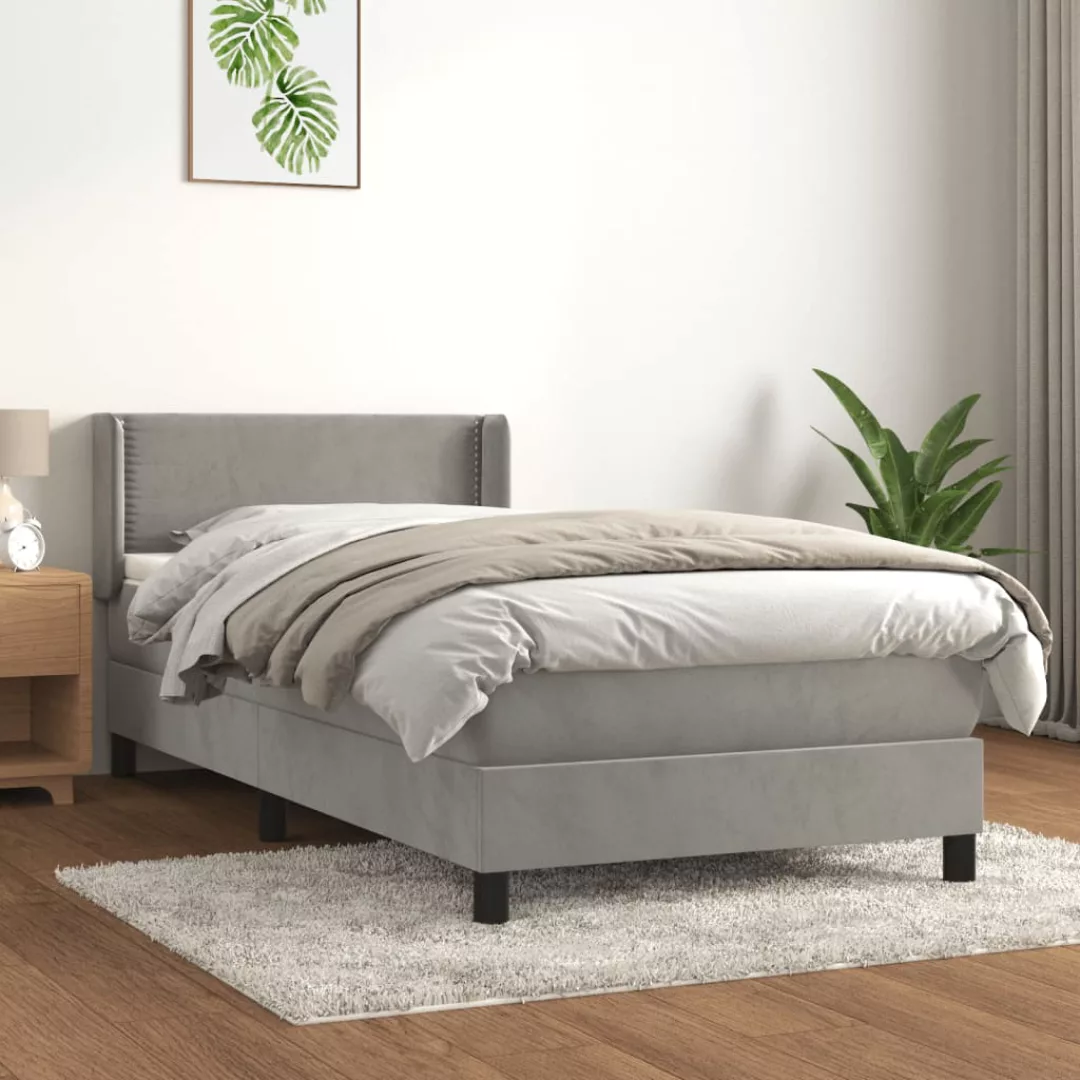 Vidaxl Boxspringbett Mit Matratze Hellgrau 90x200 Cm Samt günstig online kaufen