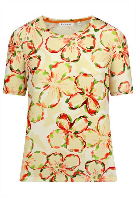 BICALLA T-Shirt Shirt mit Blumen-Print in Rot/Hellgrün (1-tlg) günstig online kaufen