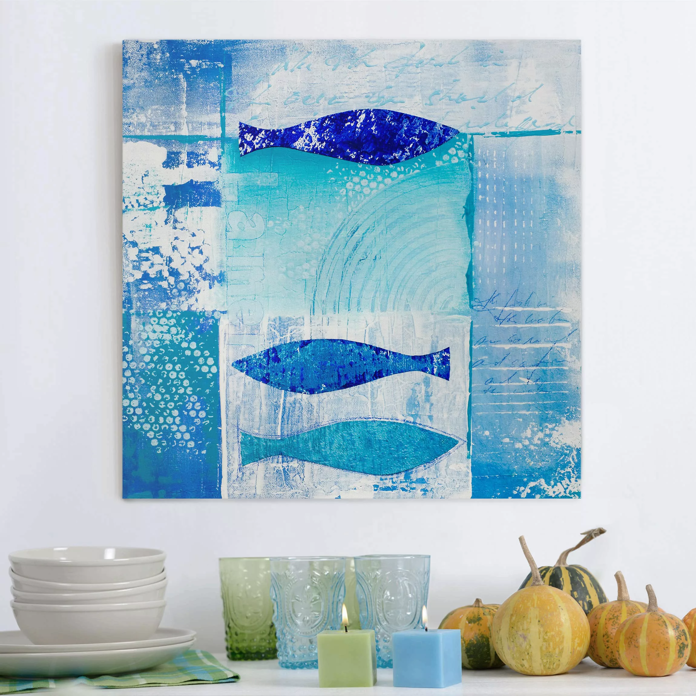 Leinwandbild Tiere - Quadrat Fish in the Blue günstig online kaufen