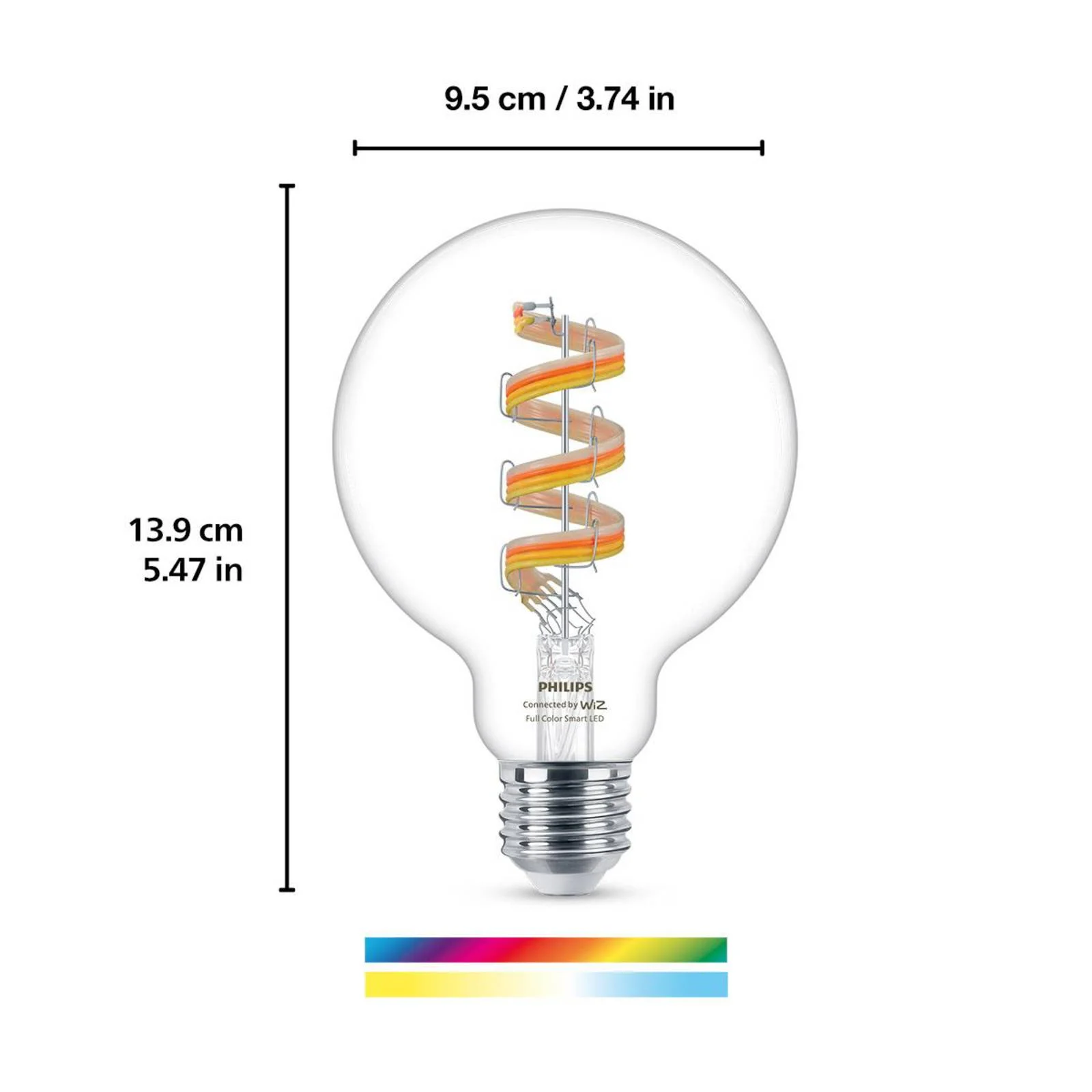 WiZ G95 LED-Filamentlampe Globe WiFi E27 6,3W RGBW günstig online kaufen