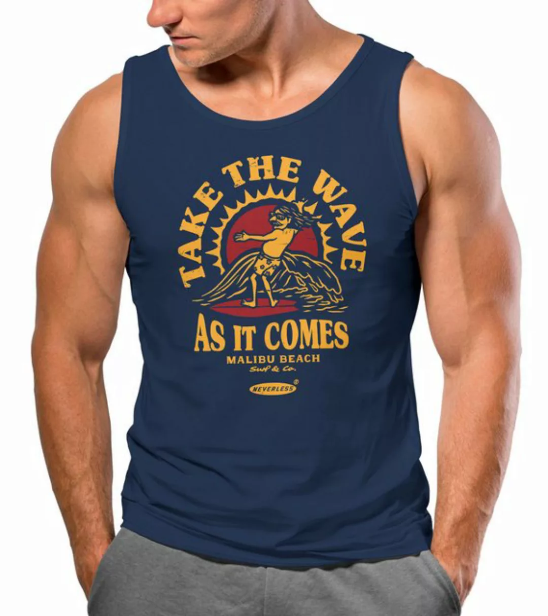 Neverless Tanktop Herren Tank-Top Surfer Spruch Take the Wave Welle Surfing günstig online kaufen