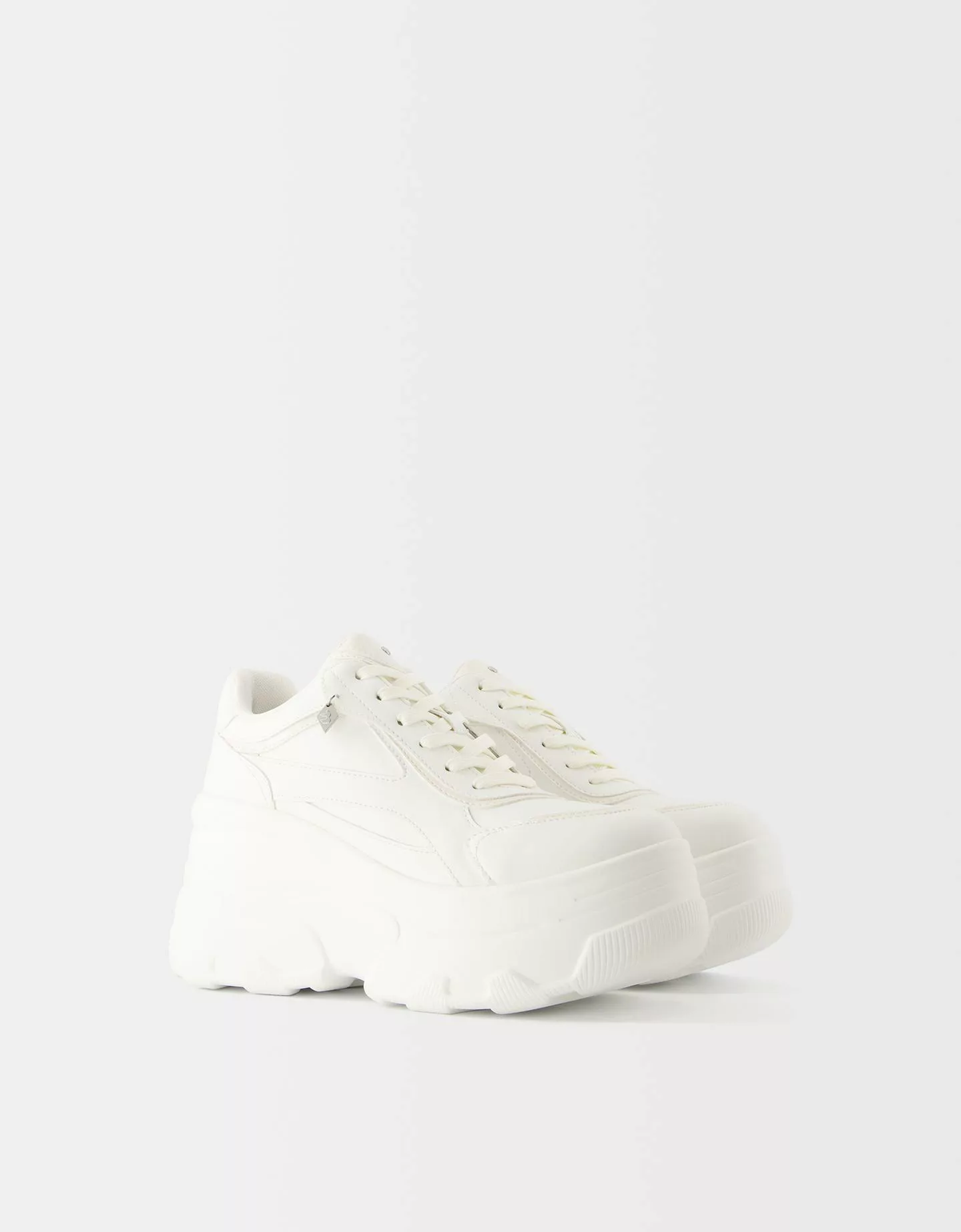 Bershka Xl-Plateau-Sneaker Damen 39 Weiss günstig online kaufen