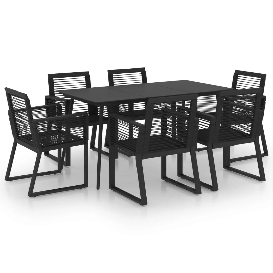 7-tlg. Garten-essgruppe Pvc Rattan Schwarz günstig online kaufen